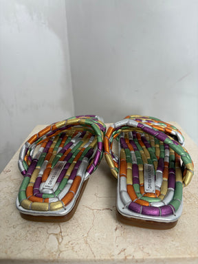 Dries van Noten Multi Metallic Quilted Slides, 37