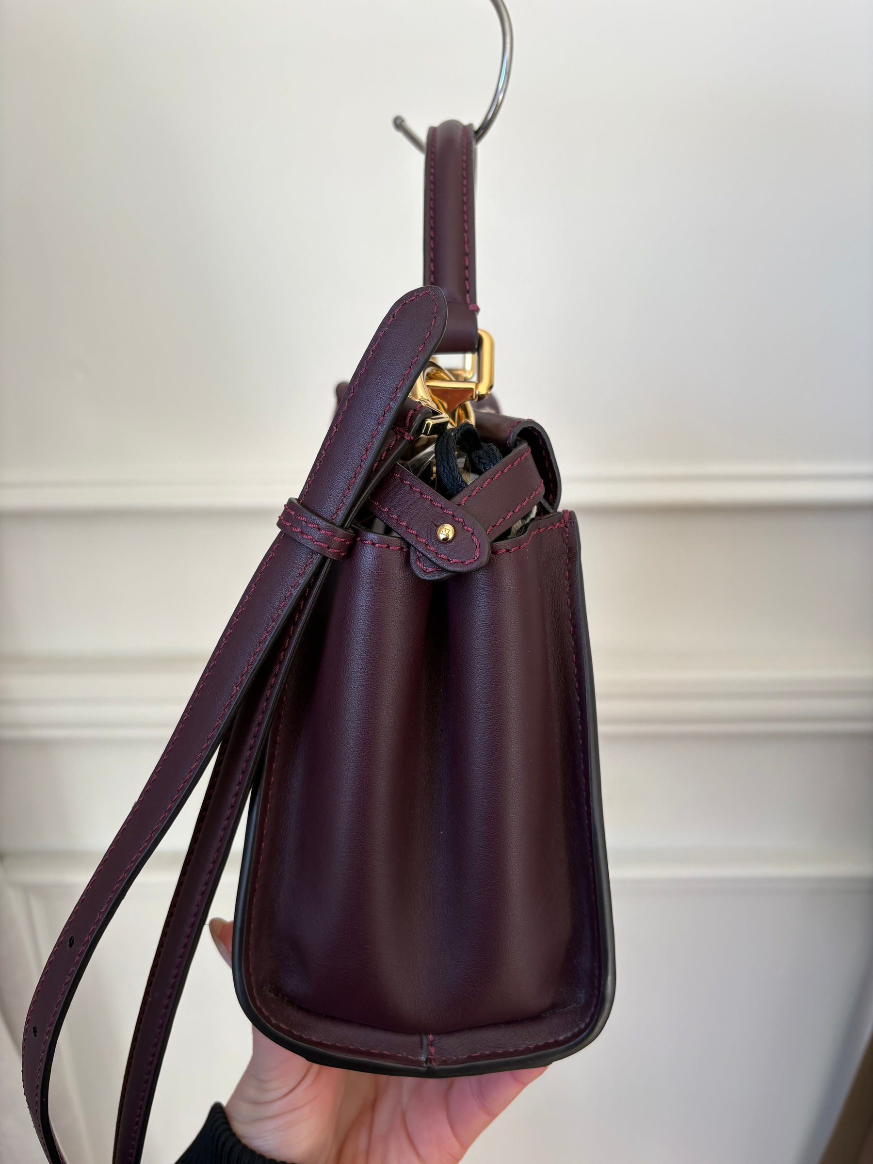 Fendi Peekaboo Mini Bag In Burgundy