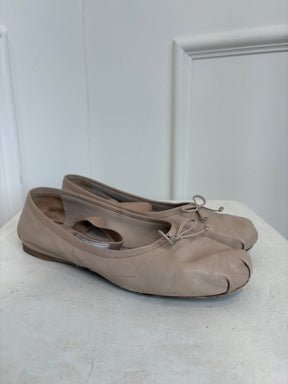 Miu Miu Blush Leather Logo Ballet Flats, 38.5