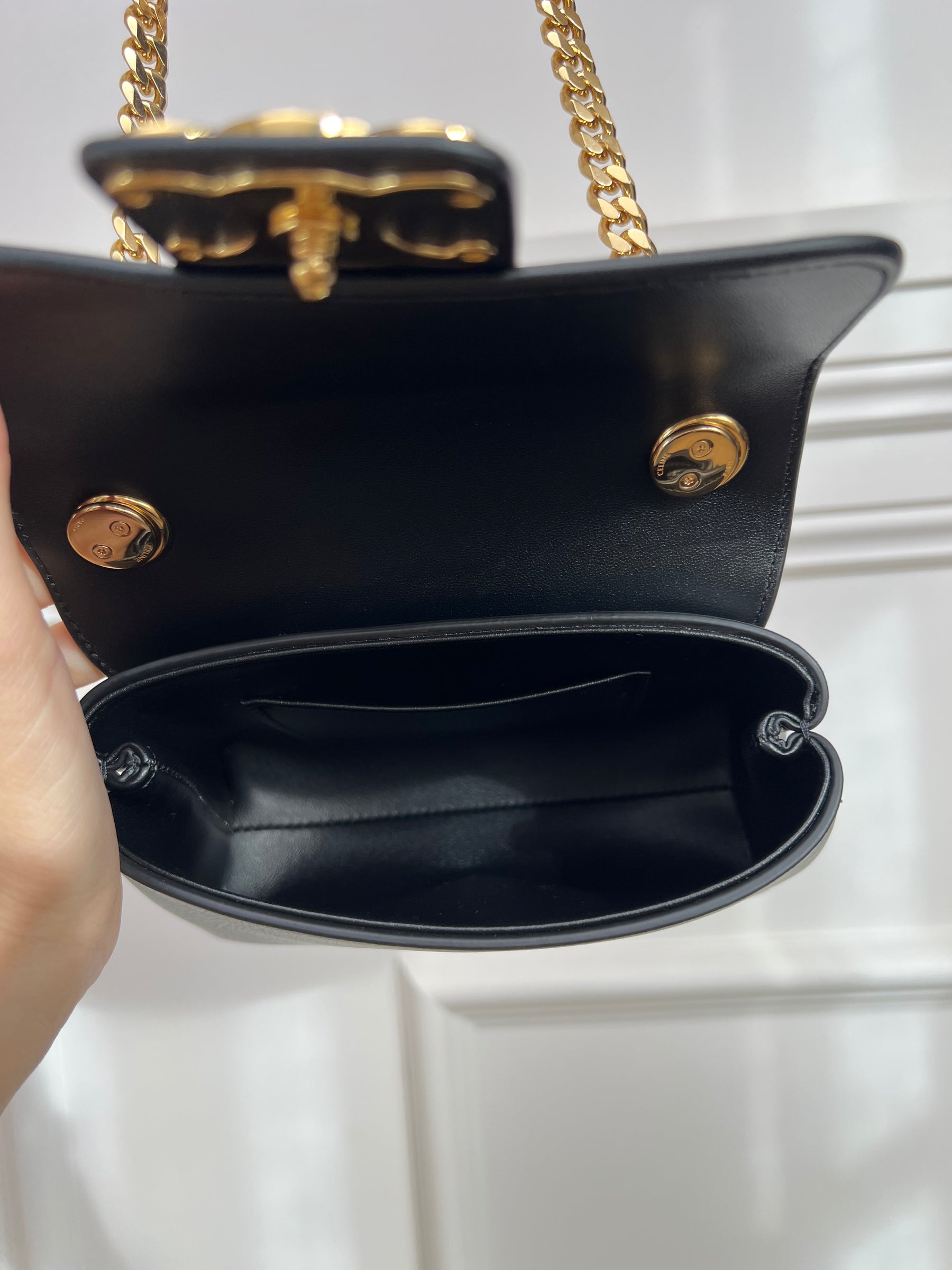 Céline Black Leather Triomphe Mini Victoire Bag