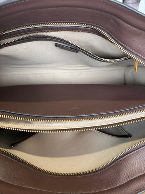 Oroton Brown Leather Top Handle Tote Bag
