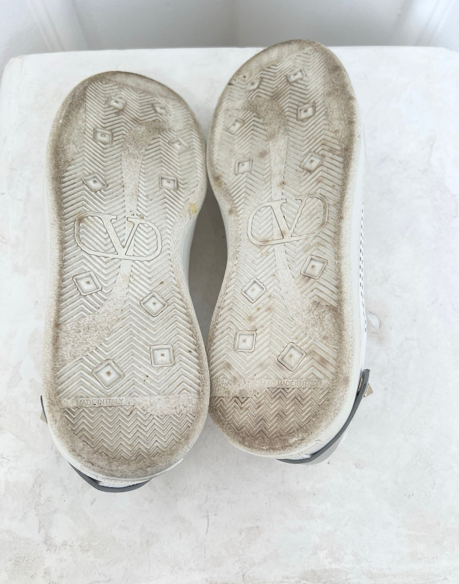 Valentino Garavani White Perforated Leather Sneakers, 40.5