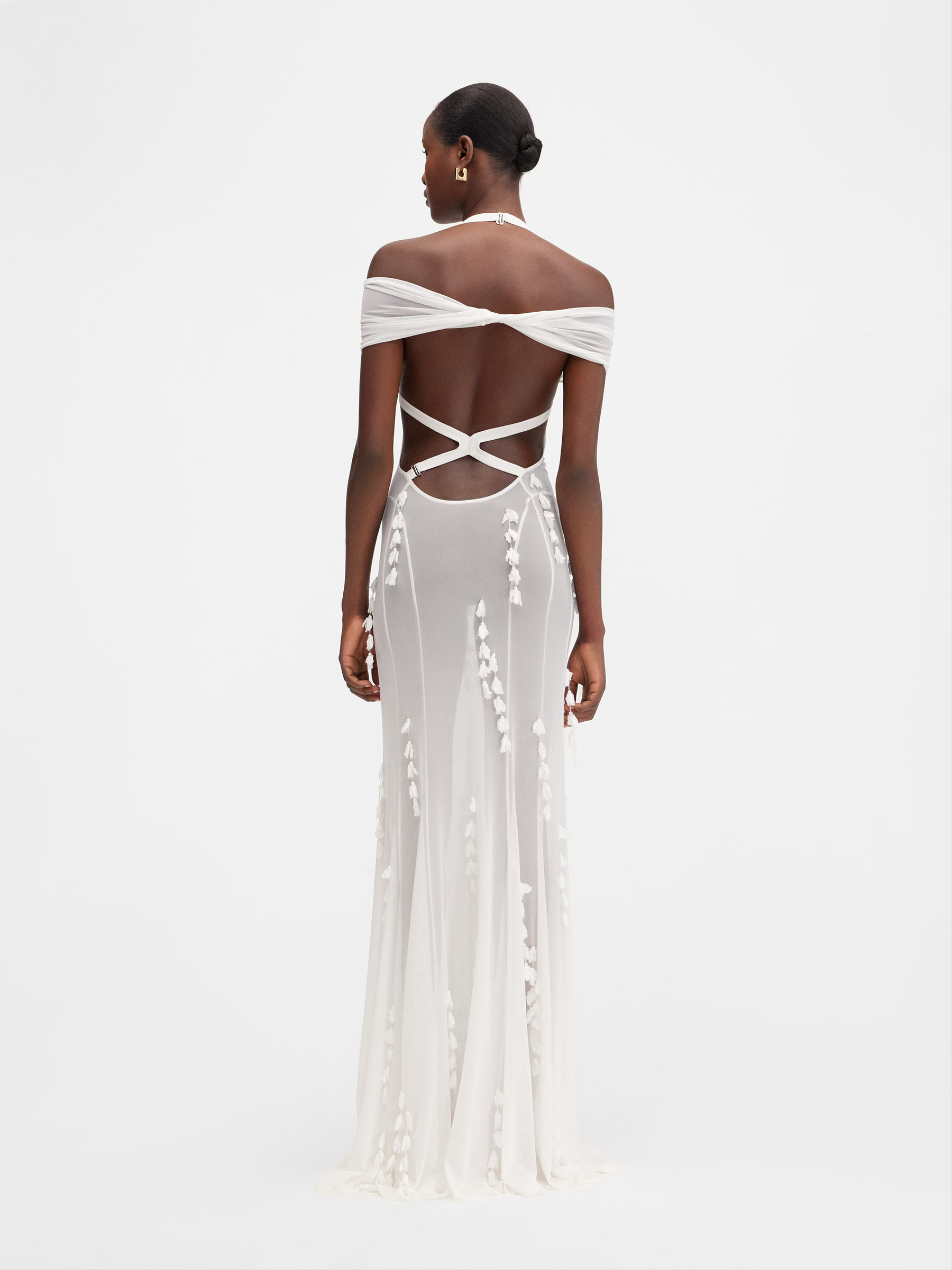 Jacquemus Black Long Jasmin Flower Dress, 38 FR