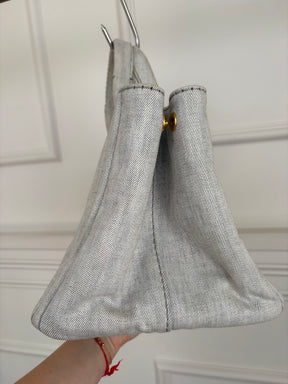 Prada Light Grey Denim Canapa Tote