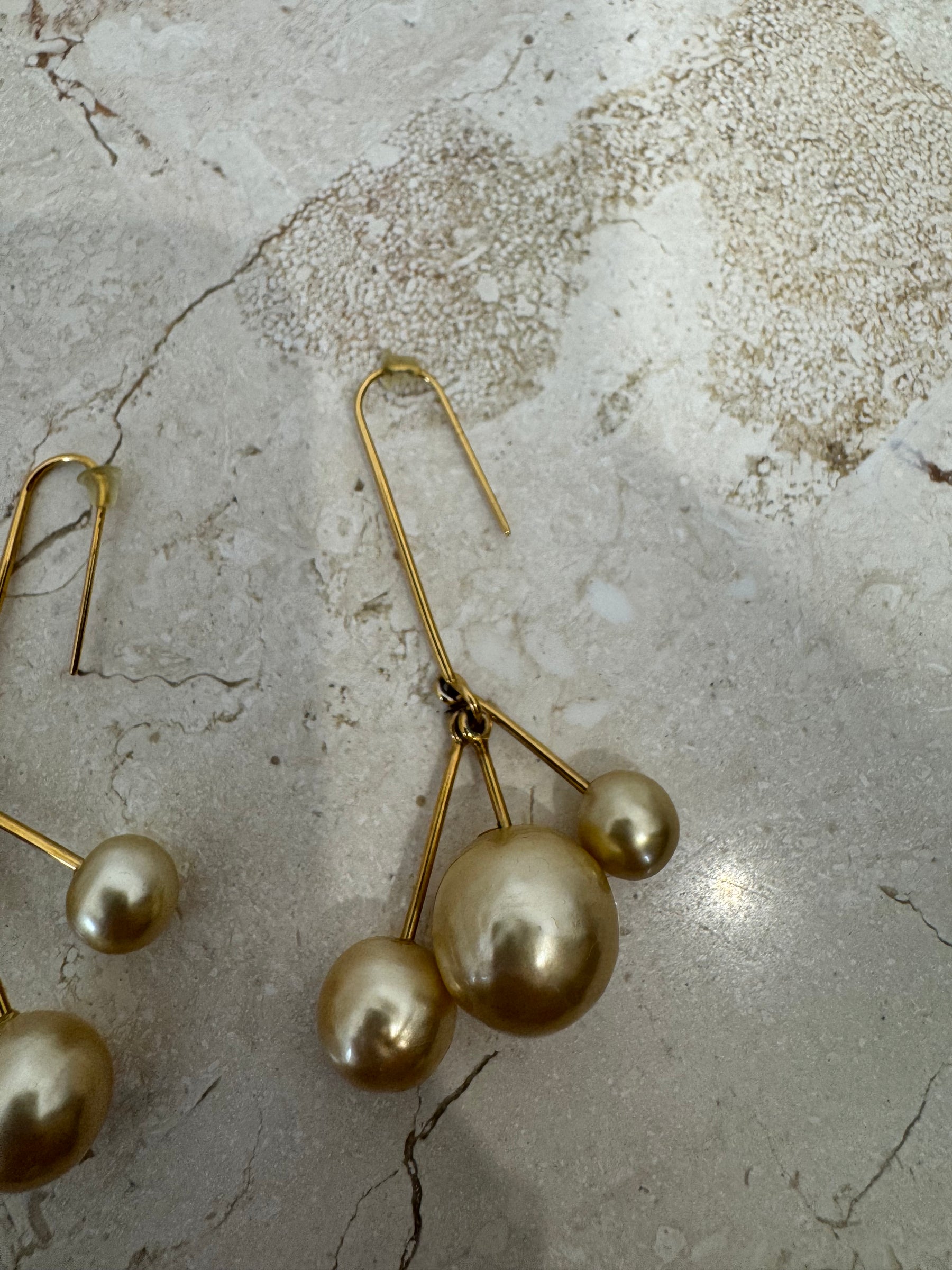 Celine Triple Drop Earrings Gold Tone