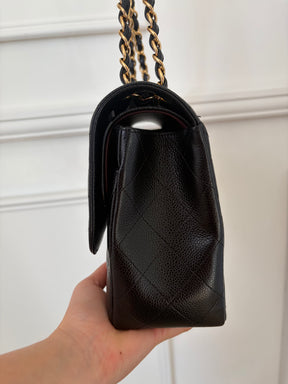 Chanel Black Caviar Leather Jumbo Classic Double Flap