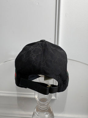 Gucci Black Canvas Monogram Cap, 58