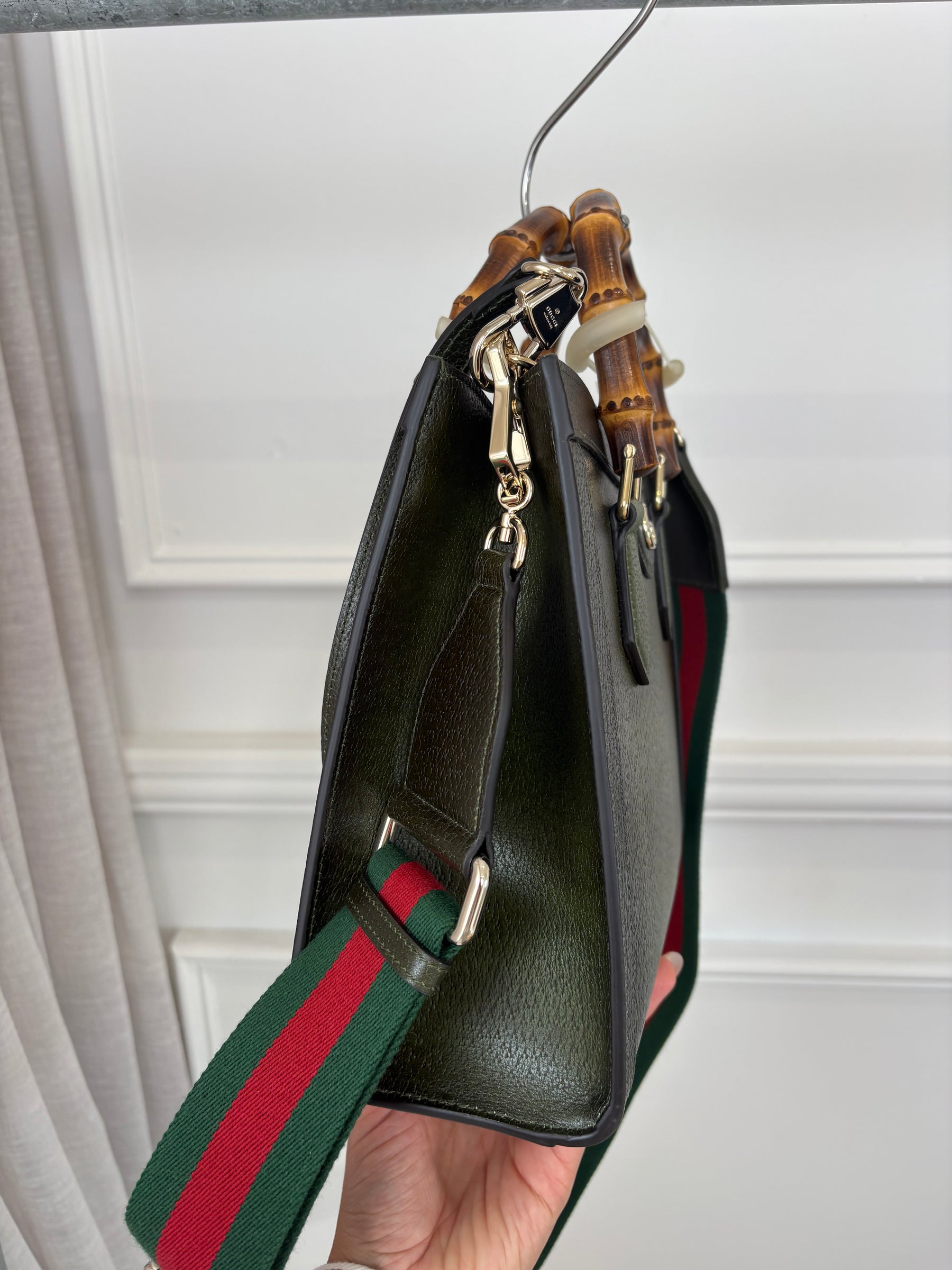 Gucci Ombre Green Leather Small Diana Tote
