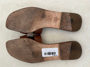 Hermès Gold Leather Oran Sandals, 41