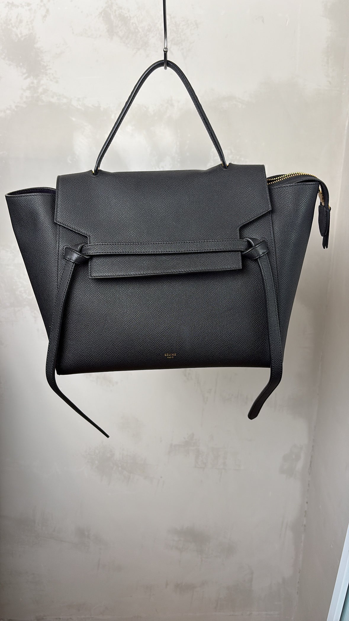 Celine Black Grained Leather Small Belt Bag