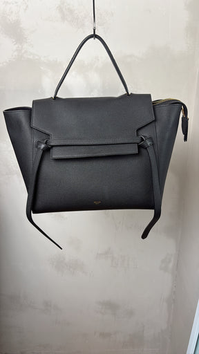 Celine Black Grained Leather Small Belt Bag