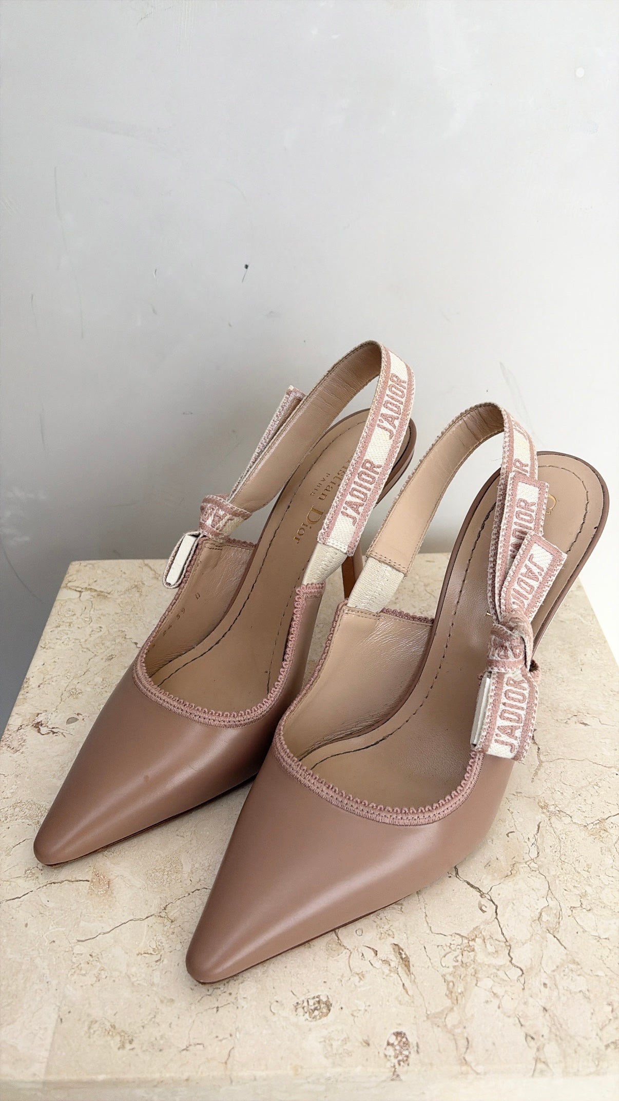 Dior Clay Leather J'adior Slingbacks, 39