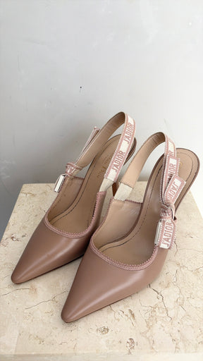Dior Clay Leather J'adior Slingbacks, 39