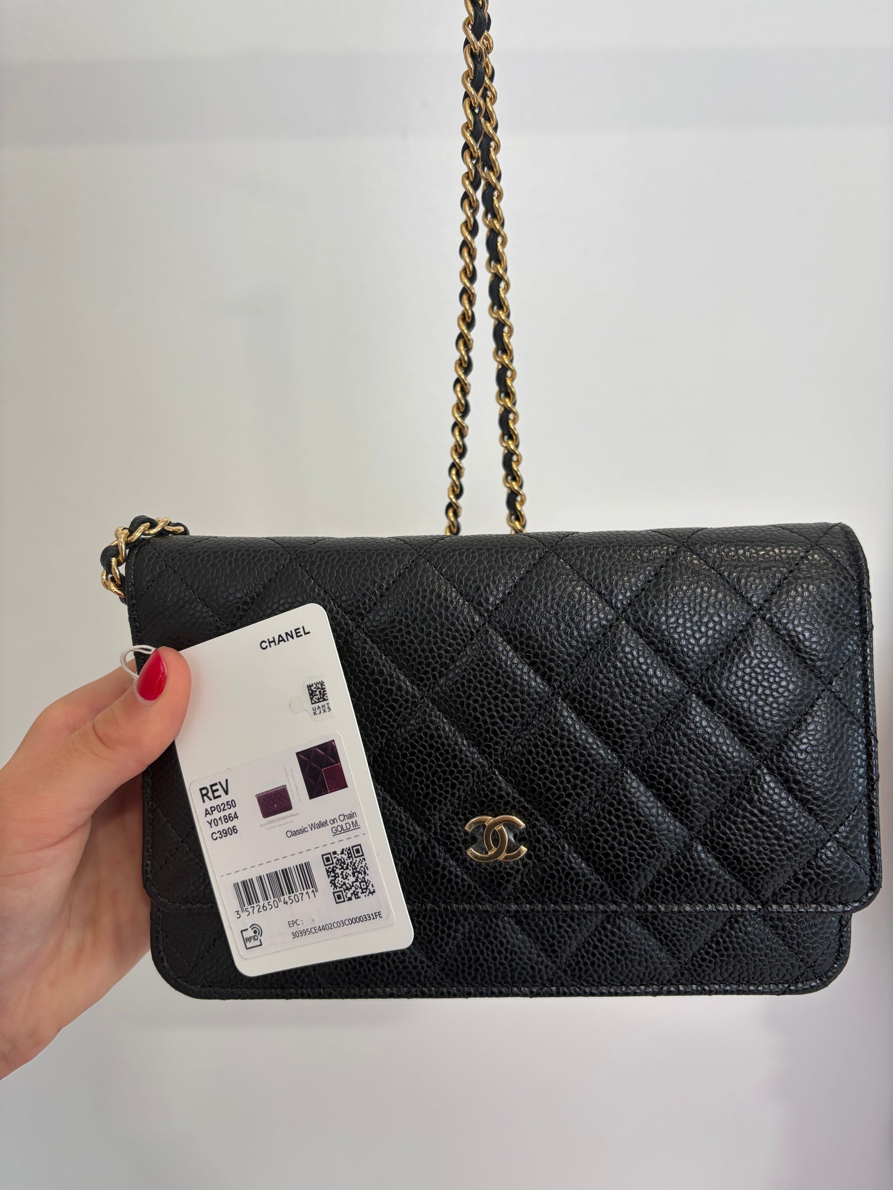 LAYBY PAYMENT 1/3 Chanel Black Caviar Leather Wallet on Chain $3325 remaining, SKU 067652