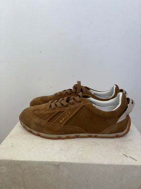 Bally Quest-W Calf Suede Sneaker In Camel, 37.5