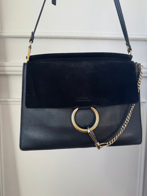 Chloe Faye Bag In Black Suede