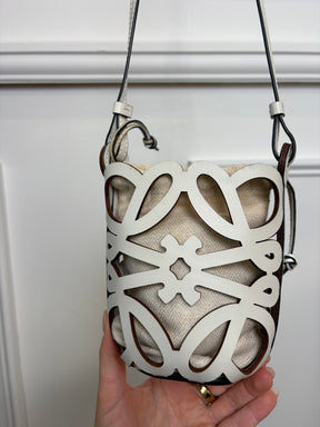Loewe White Anagram Logo Mini Bucker Bag