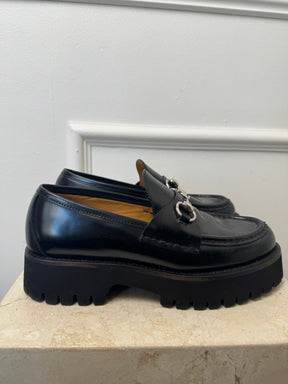 Gucci Black Horsebit Chunky Loafers, 38