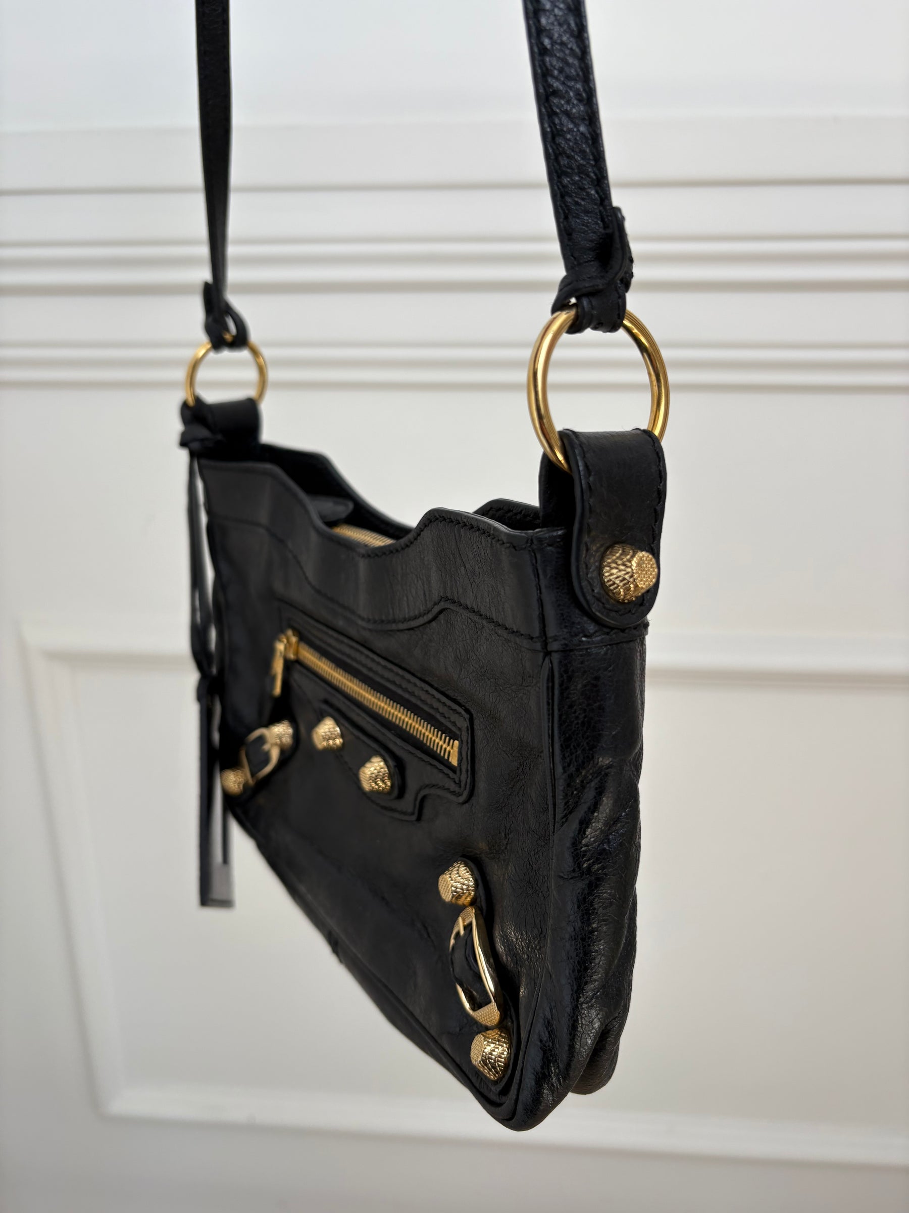 Balenciaga Black Leather City Crossbody Pouch Bag