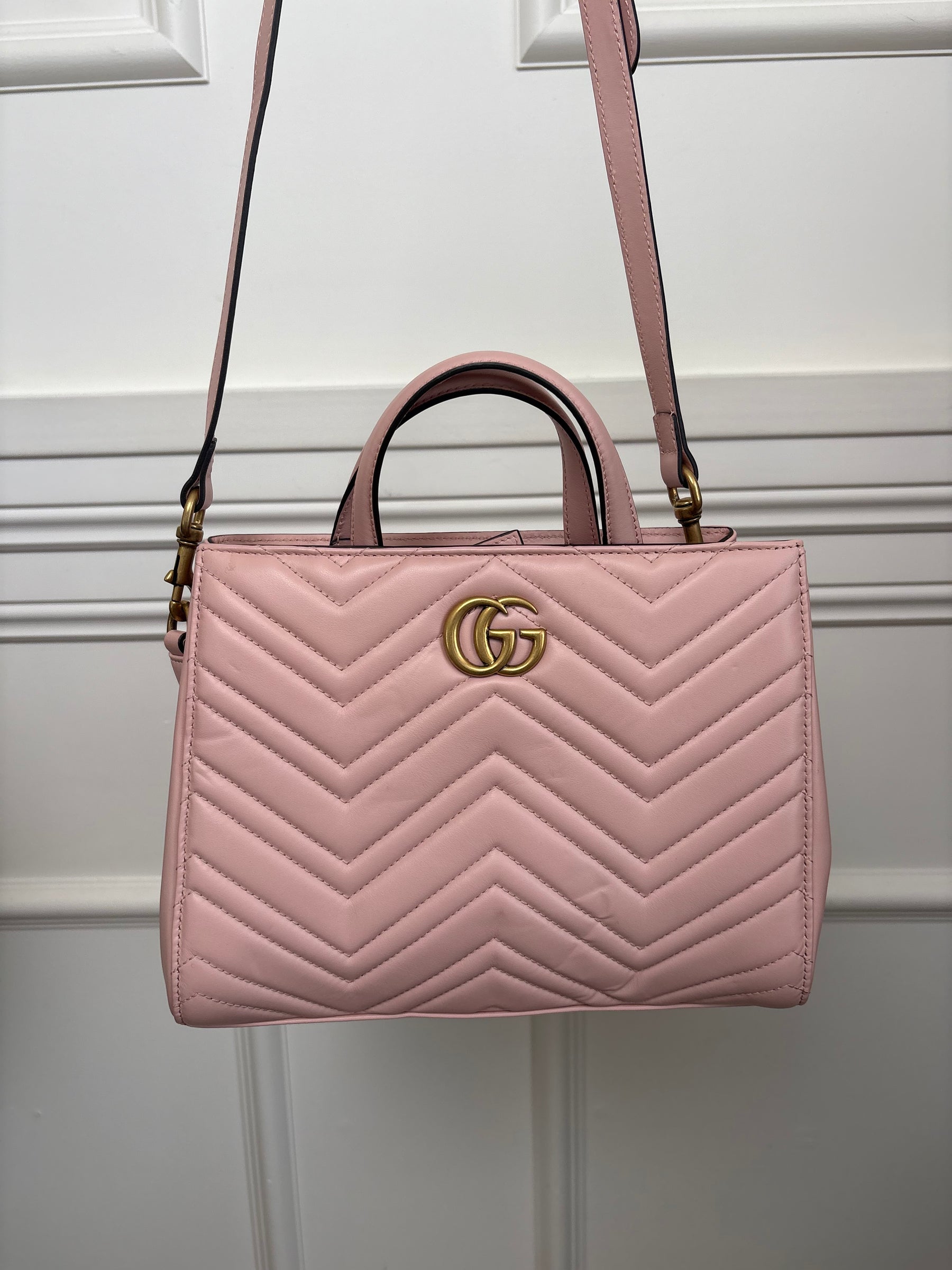 Gucci Pale Pink Quilted Marmont Tote Bag