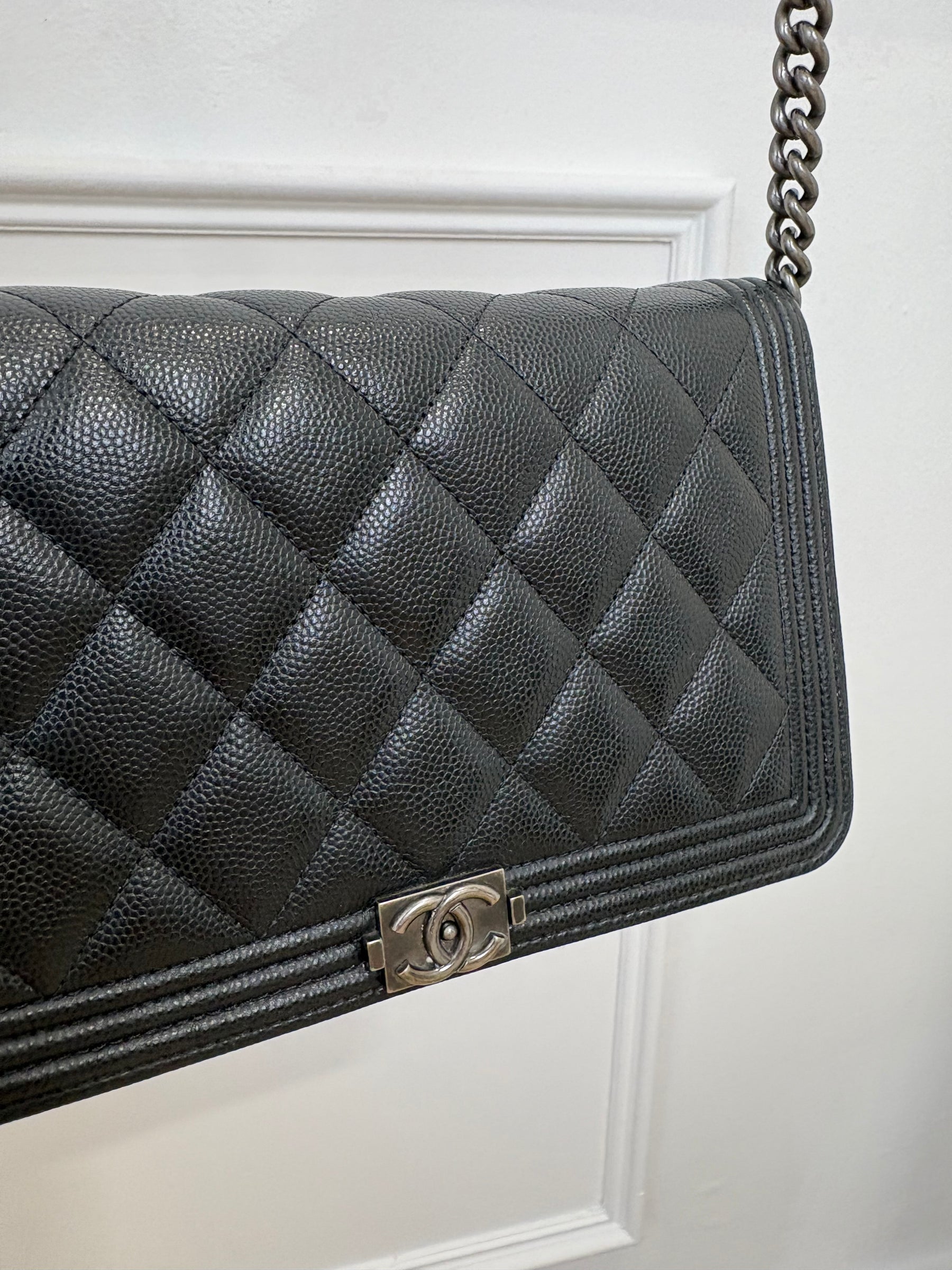 Chanel Boy Black Caviar Wallet On Chain