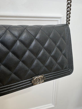 Chanel Boy Black Caviar Wallet On Chain