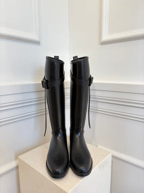 Burberry Black Rubber Buckle Gum Boots, 37