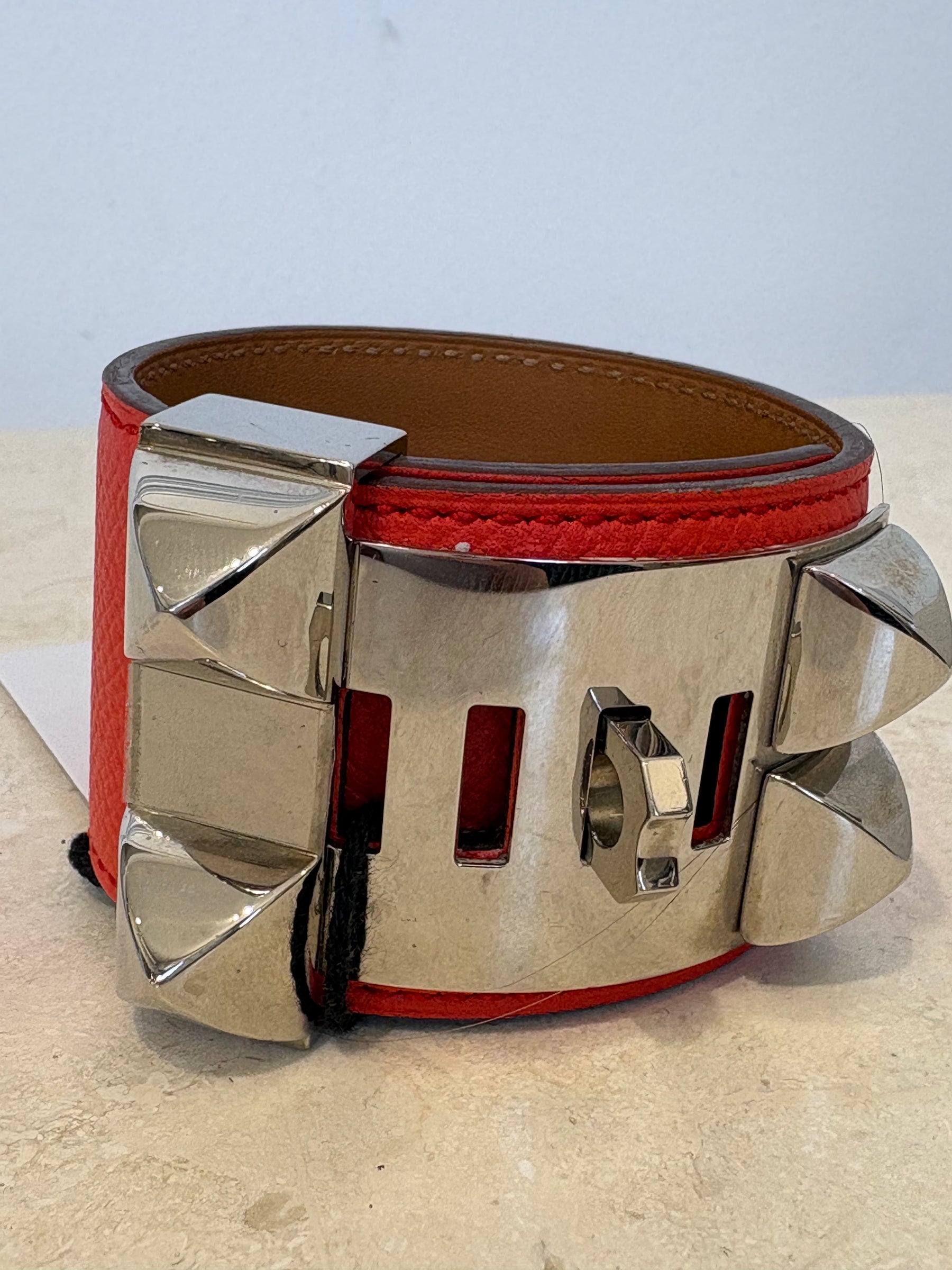 Hermès Collier De Chien Orange Silver, S
