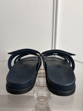 Hermès Navy Suede Chypre Sandals, 39