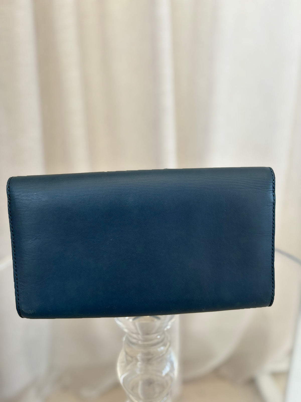 Louis Vuitton Navy Leather With Black Logo Clutch