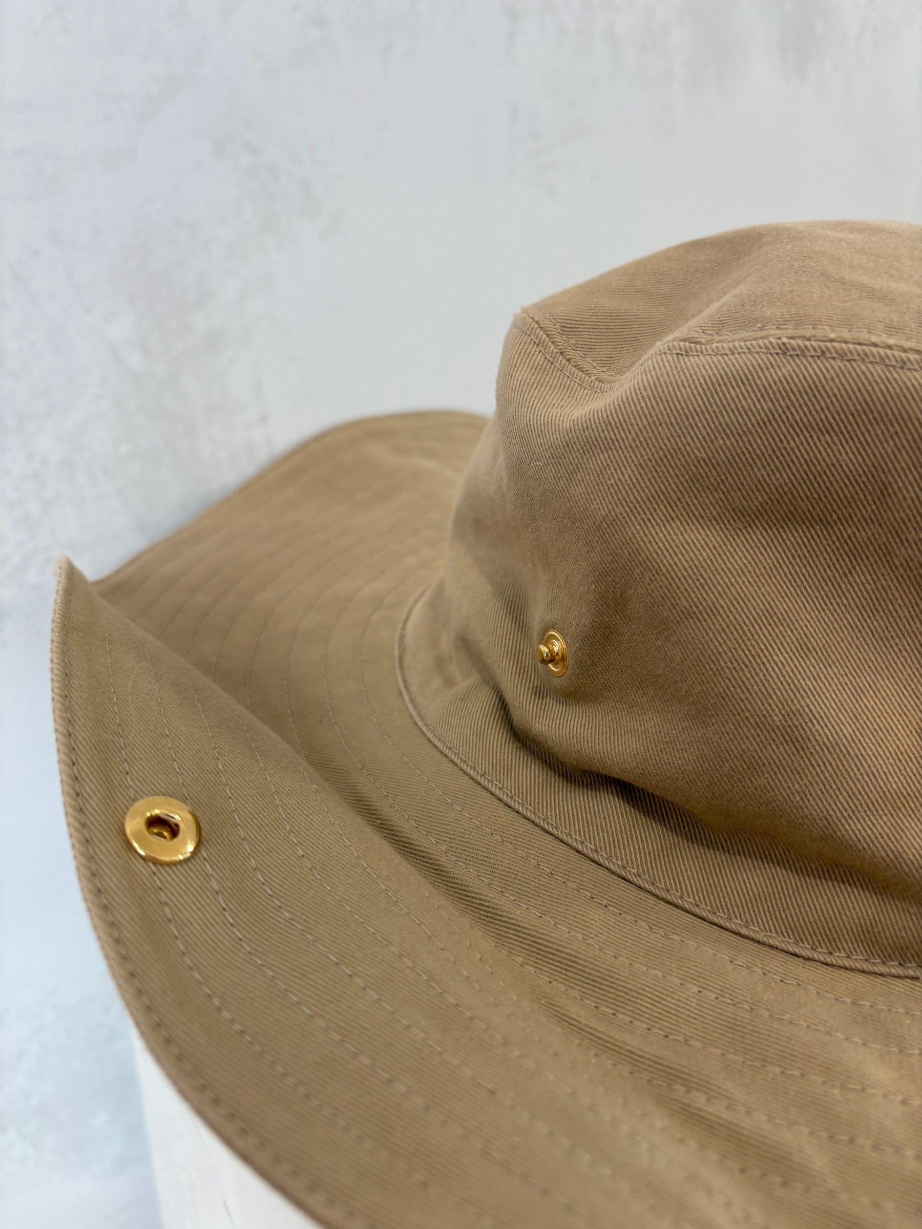 Miu Miu Beige Canvas Logo Cowboy Hat, L