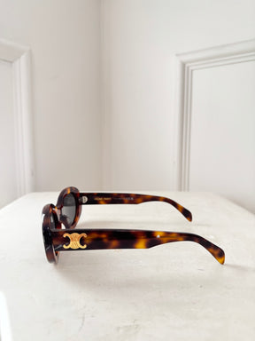 Celine Tortoiseshell Oval Triomphe Sunglasses