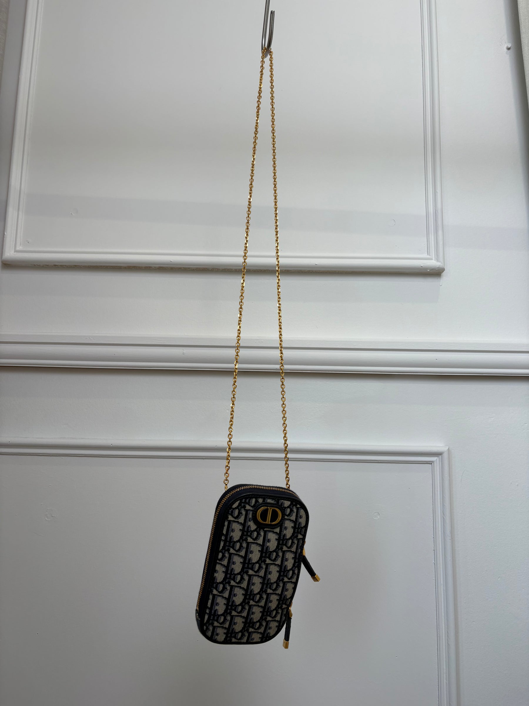 Dior Navy Oblique Monogram Phone Holder
