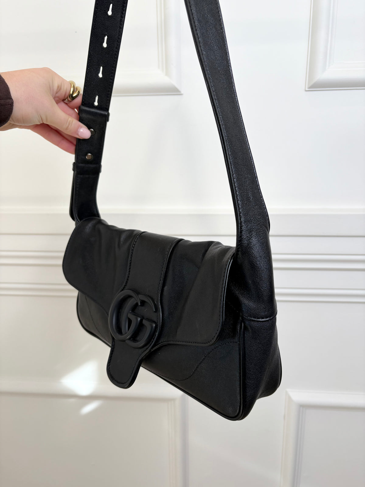Gucci Black Leather Marmont Flap Shoulder Bag