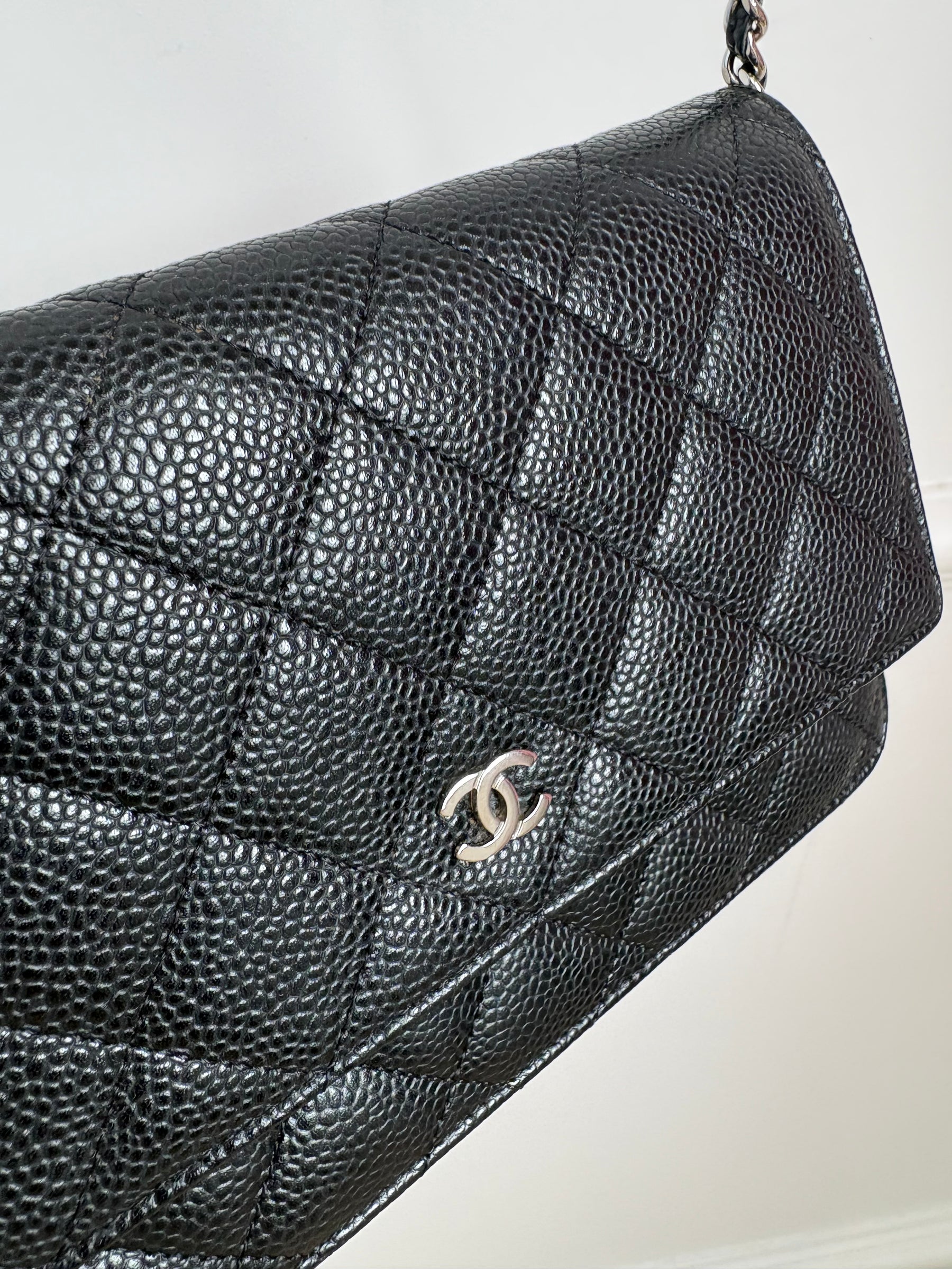 Chanel Black Caviar Leather Wallet on Chain