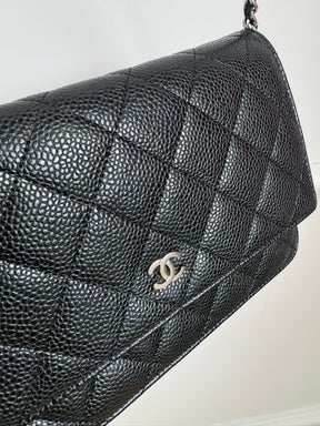 Chanel Black Caviar Leather Wallet on Chain