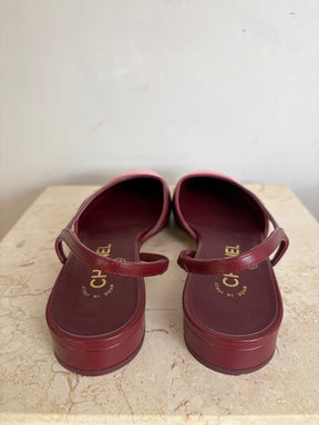Chanel Burgundy And Pink Slingback Ballet Flats, 39 C