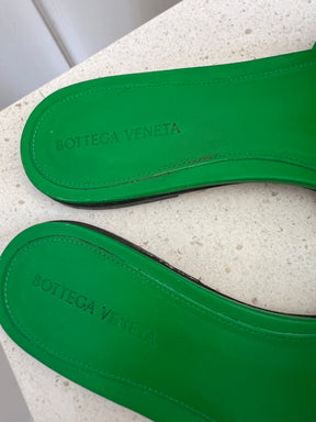 Bottega Veneta Green Padded Lido Slides, 40