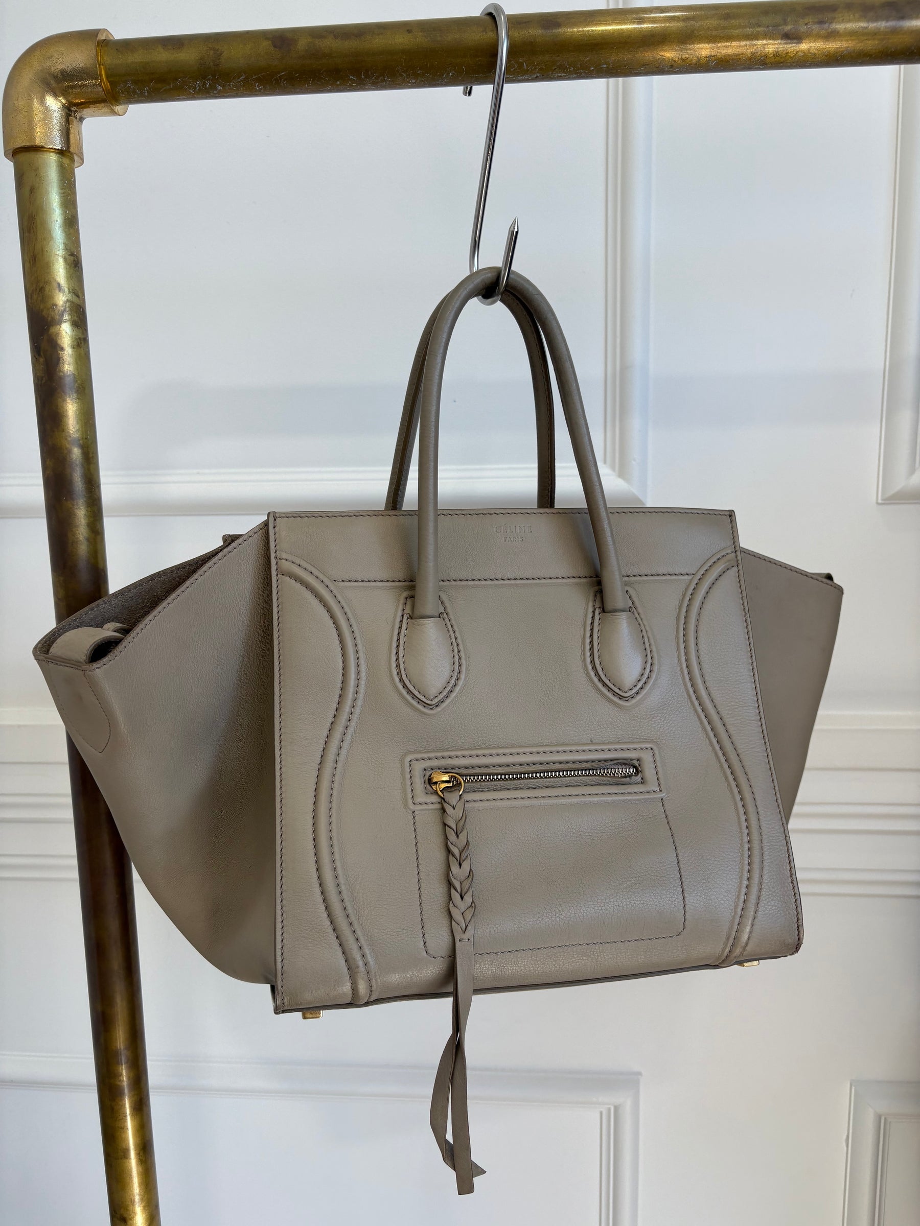 Céline Taupe Leather Phantom Luggage Tote