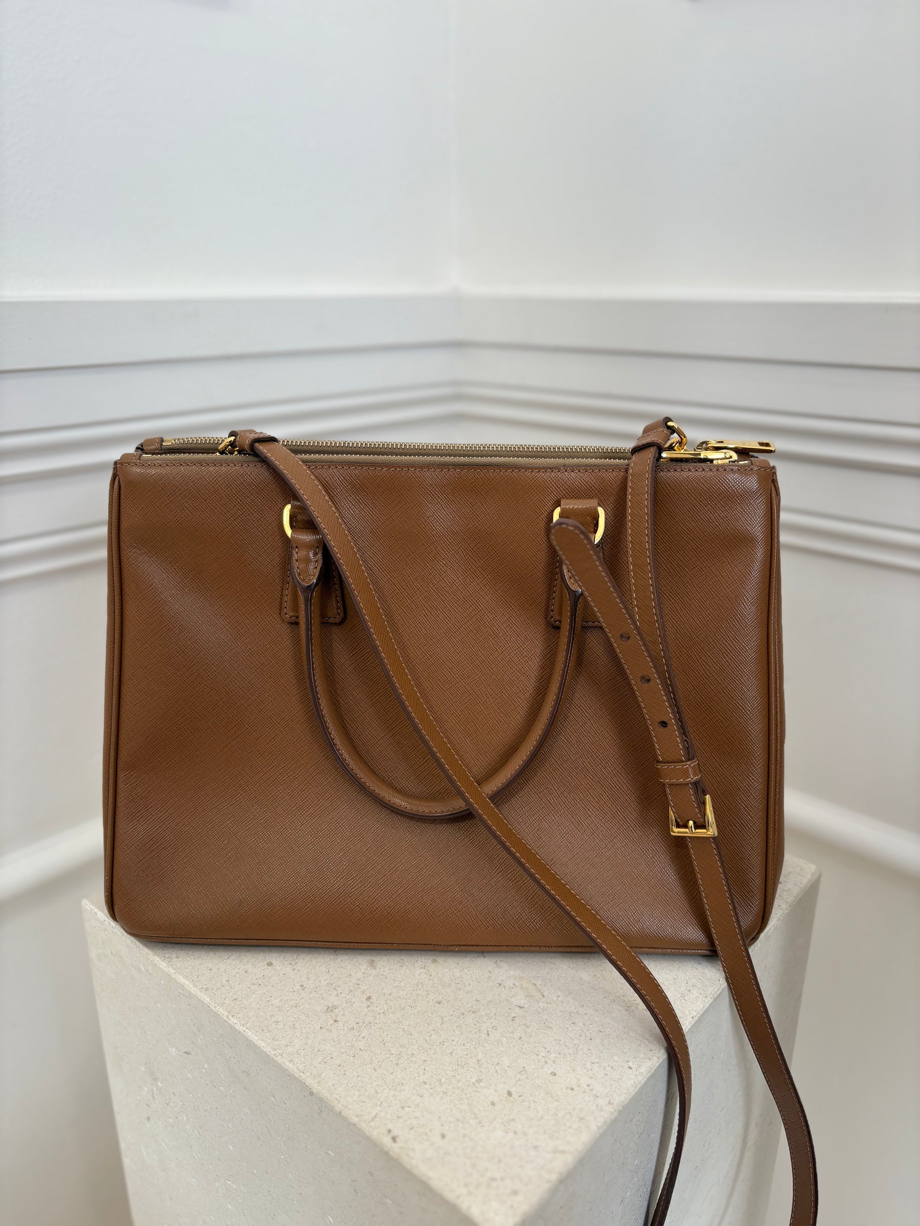 Prada Tan Saffiano Leather Galleria Tote