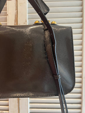 Fendi Brown Coated Leather Top Handle Shoulder Bag