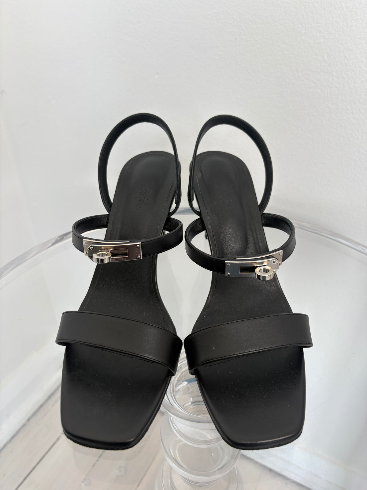Hermès Black Leather 'Glamour' Heels, 41