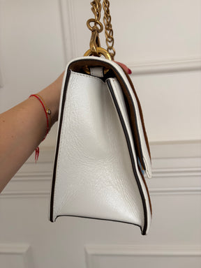 Fendi White Brown Black and Blue Suede and Leather Kan U Shoulder Bag