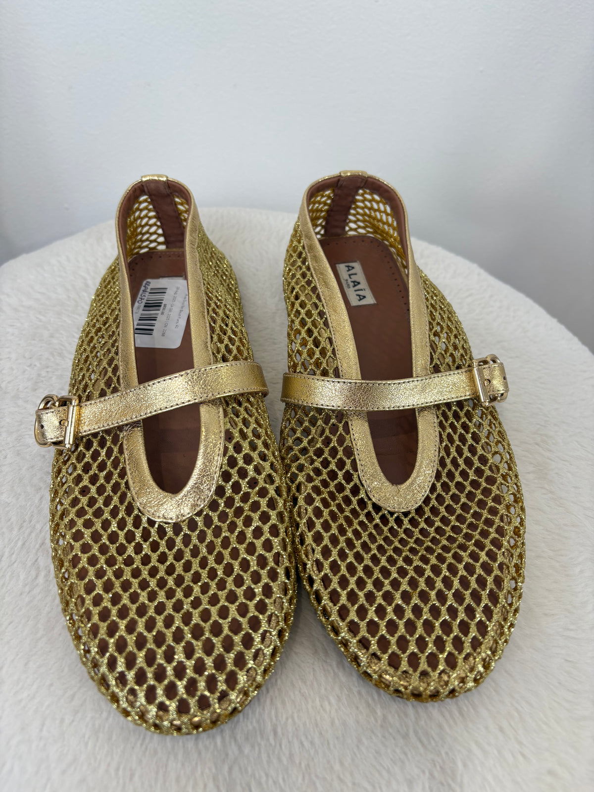 Alaïa Gold Net Ballet Flats, 41