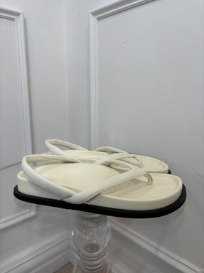 St Agni Cream Thong Sling Back Sandals, 39