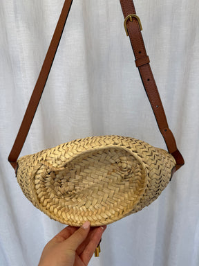 Chloé Raffia and Tan Leather Basket Shoulder Bag