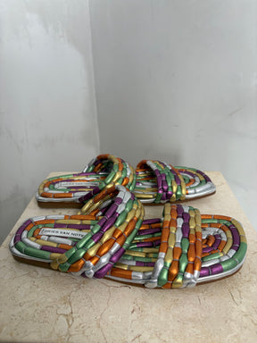 Dries van Noten Multi Metallic Quilted Slides, 37