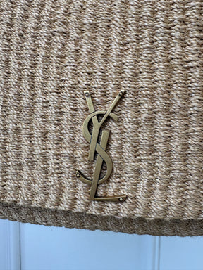 Saint Laurent Raffia Envelope Shoulder Bag Cassandre Logo Chain Strap