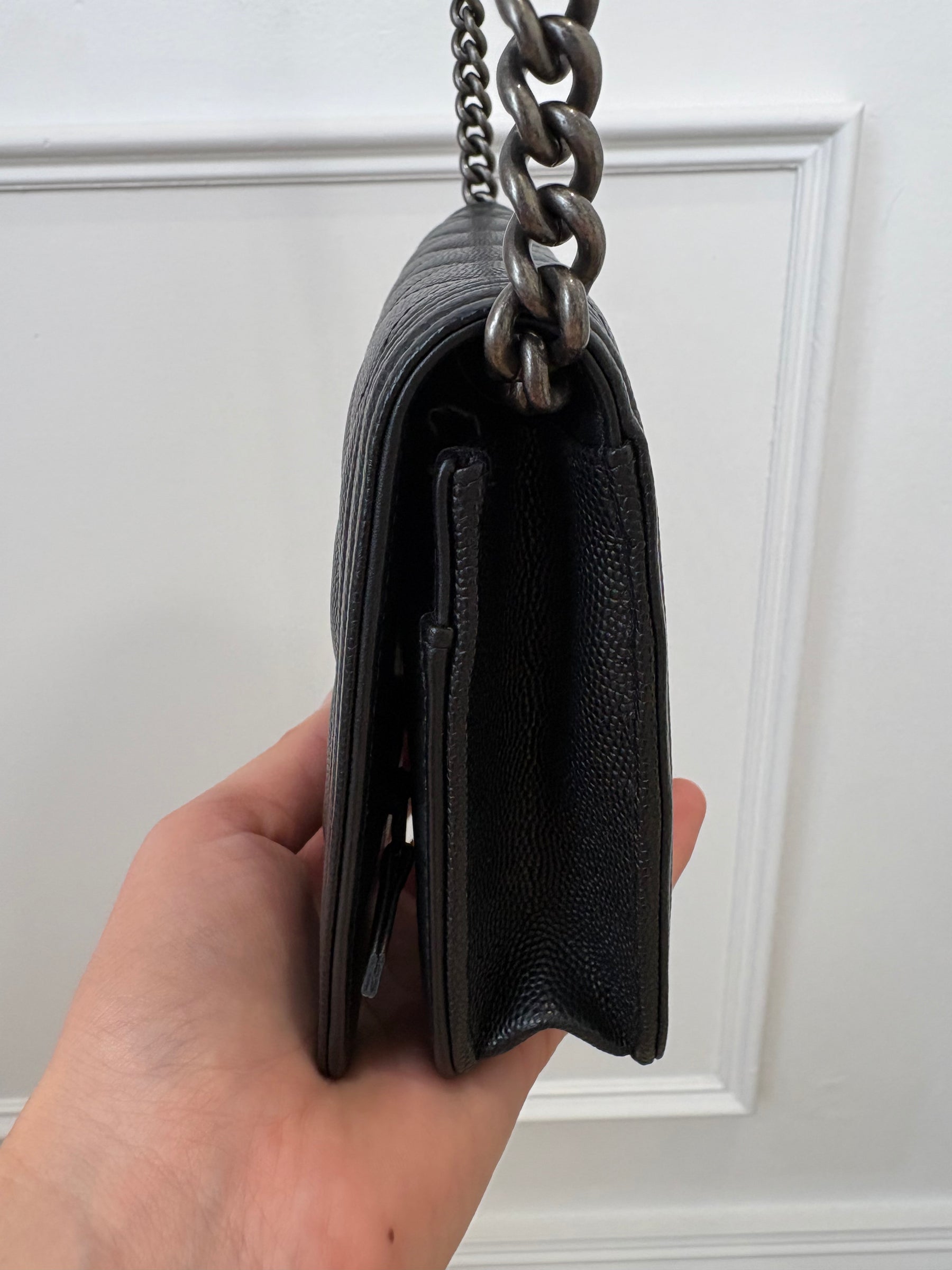 Chanel Boy Black Caviar Wallet On Chain
