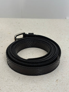 Dolce & Gabbana Black Python Embossed Leather Double Wrap Belt, 75